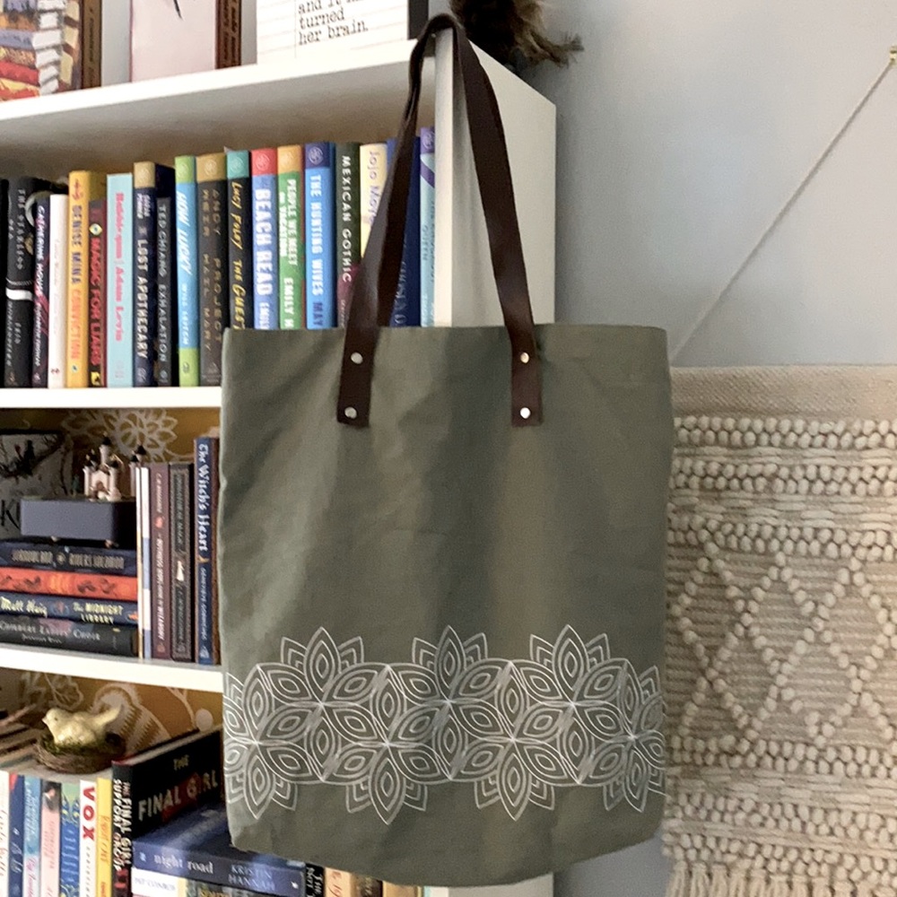Sudara Cotton Tote with leather straps
